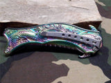 Dark Side Folding Knife Fantasy Rainbow Titanium Dragon - a019rb