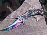 Dark Side Folding Knife Fantasy Rainbow Titanium Dragon - a019rb