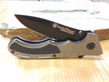 S&W Smith & Wesson Gun Metal Gray Folding Knife Half Serrated - A16CP