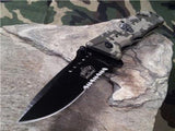 8" Master Folding Pocket Knife A/O Rescue Digital Skull Medallion - A010DG