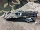 8" Master Folding Pocket Knife A/O Rescue Digital Skull Medallion - A010DG