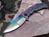 Dark Side Folding Fantasy Rainbow Pocket  Knife  Maltese Cross - A031RB