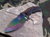 Dark Side Folding Fantasy Rainbow Pocket  Knife  Maltese Cross - A031RB