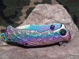 Dark Side Folding Fantasy Rainbow Pocket  Knife  Maltese Cross - A031RB