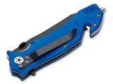 Boker Magnum Rescue Linerlock Air Force Blue Handle Black Folding Knife Closed
