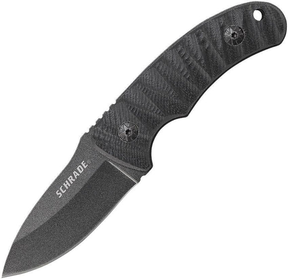Schrade High Carbon Drop Pt Black G10 Fixed Blade Knife w/ Multi Carry Option - F57