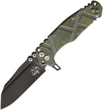 Wander Tactical Mistral Button Lock Green Micarta Folding D2 Steel Knife K200G