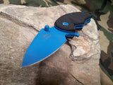 Master Assisted Open Folding Knife Black w/ Neon Blue Liner & Blade 3.6" A019BL