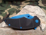 Master Assisted Open Folding Knife Black w/ Neon Blue Liner & Blade 3.6" A019BL