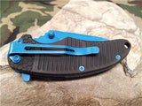 Master Assisted Open Folding Knife Black w/ Neon Blue Liner & Blade 3.6" A019BL