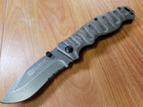 8.25" Stonewash Spring Assist Open Gunmetal Gray Folding Pocket Knife - pml11