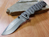 8.25" Stonewash Spring Assist Open Gunmetal Gray Folding Pocket Knife - pml11