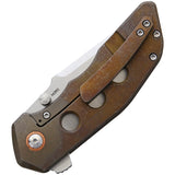 Pena Knives Rhino Framelock Bronze Titanium Folding Bohler M390 Pocket Knife 24