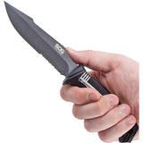 SOG SEAL Strike Deluxe Fixed Blade Black & Gray Handle Knife + Sheath SS1002CP