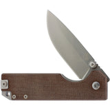 StatGear Ausus Linerlock Brown Micarta Stonewash D2 Tool Steel Folding Knife 109
