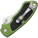 V NIVES Stout Linerlock Green Aluminum Folding 8Cr13MoV Pocket Knife Closed Back