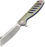 Artisan Tomahawk Blue Pattern Titanium S35VN Wharncliffe Folding Knife