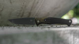 Amare Track Linerlock Bronze / Black Carbon Fiber S35VN Flipper Folding Pocket Knife 