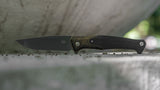 Amare Track Linerlock Bronze / Black Carbon Fiber S35VN Flipper Folding Pocket Knife