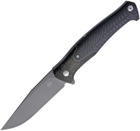 Amare Track Linerlock Bronze / Black Carbon Fiber S35VN Flipper Folding Pocket Knife