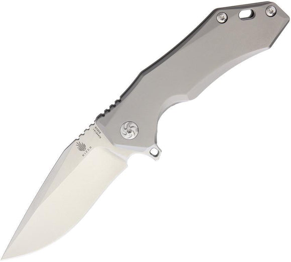 KIZER Uprising Titanium Flipper S35VN Clip Pt Folding Pocket Knife W/ Case - 4491A1
