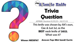 ATLANTIC KNIFE | AK TRIVIA QUESTION FOR SHARP FUN SHOUTOUT WINNERS | AK BLOG