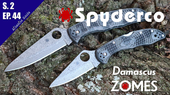 Spyderco Limited Edition Damascus Steel Zome Folding Knives