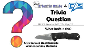 Cold Steel EDC for Your Pocket Stockman Giveaway | AK BLOG TRIVIA QUESTION WINNER