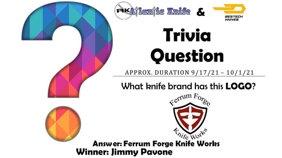 ATLANTIC KNIFE & BESTECH KNIVES FANGA KNIFE TRIVIA QUESTION GIVEAWAY WINNER
