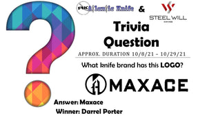 ATLANTIC KNIFE & STEEL WILL DRUID KNIFE TRIVIA QUESTION GIVEAWAY WINNER