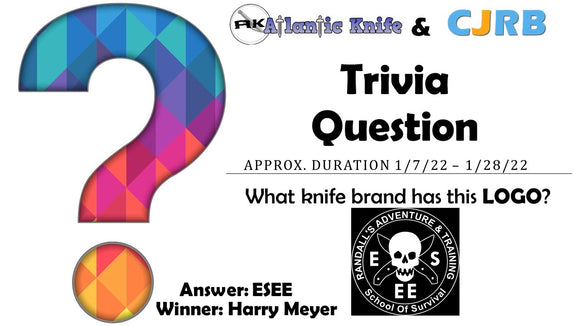 ATLANTIC KNIFE & CJRB SCORIA KNIFE GIVEAWAY WINNER | AK BLOG TRIVIA QUESTION