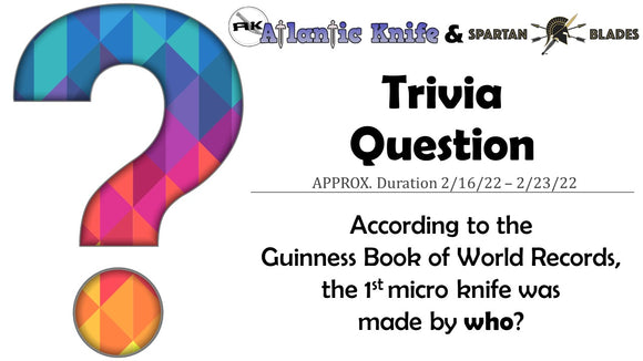 Atlantic Knife & Spartan Blades Alala Trivia Question Giveaway | AK Blog