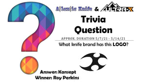 ATLANTIC KNIFE & ULTRA-X COBRA KNIFE TRIVIA QUESTION GIVEAWAY WINNER