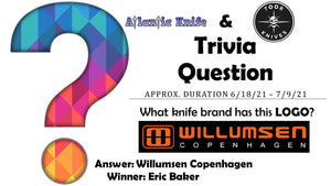 ATLANTIC KNIFE & TOOR KNIVES FIELD 2.0 KNIFE TRIVIA QUESTION GIVEAWAY WINNER