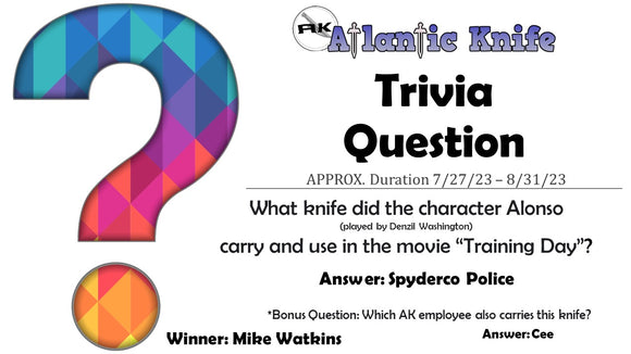 Atlantic Knife | AK Trivia Question for SHARP Fun Shoutout WINNER | AK Blog