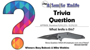 Atlantic Knife | AK Trivia Question for SHARP Fun Shoutout WINNERS | AK Blog