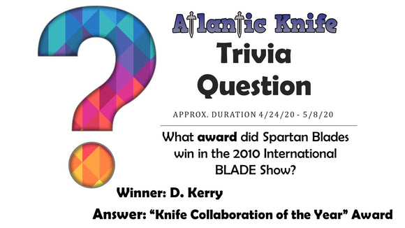 Artisan Proponent in Carbon Fiber Knife Winner AK Blog Trivia Question Giveaway