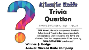 Cold Steel LARGE Espada Knife Winner AK Blog Trivia Question