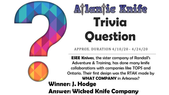 Cold Steel LARGE Espada Knife Winner AK Blog Trivia Question
