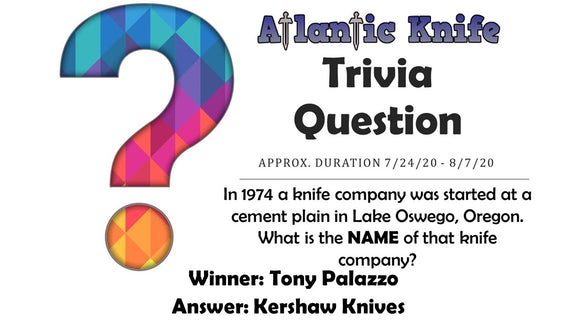 SOG Terminus XR Knife WINNER AK BLOG TRIVIA QUESTION GIVEAWAY