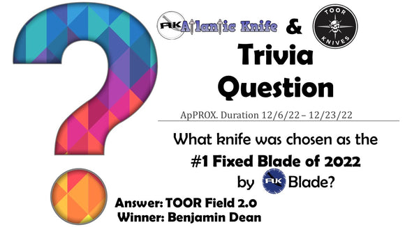 ATLANTIC KNIFE & TOOR-It-Up BUNDLE PRIZE GIVEAWAY | AK BLOG TRIVIA QUESTION WINNER