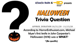 Atlantic Knife & Bestech Knives Halloween Fanga Giveaway Trivia Question