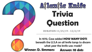 Atlantic Knife Weekly Trivia Question-Titanium Artisan Proponent Winner