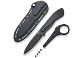 Civivi Varius Black G10 D2 Steel Drop Point Fixed Blade Knife w/ Sheath 22009D1