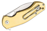 GiantMouse ACE Biblio Linerlock Brass Folding Bohler M390 Pocket Knife 10616