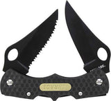 Schrade Double Lockback Clip Plain Serrated Black Folding Knife 005DLB