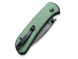 Civivi Qubit Button Lock Green Aluminum Folding Damascus Pocket Knife 22030EDS1