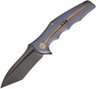 WE KNIFE CO Framelock Blue Titanium Handle Folding Black Tanto Blade Knife 608I