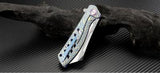 Artisan Tomahawk Blue Pattern Titanium S35VN Wharncliffe Folding Knife 1815GBU03