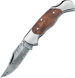 Boker Magnum Lady Lockback Damascus Blade Burl Wood Folding Knife M01MB788DAM